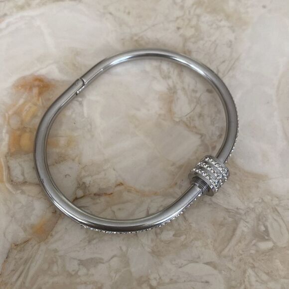 NWOT Stainless Steel & Crystal Rhinestones
Modern Minimalist Bracelet - Picture 7 of 11